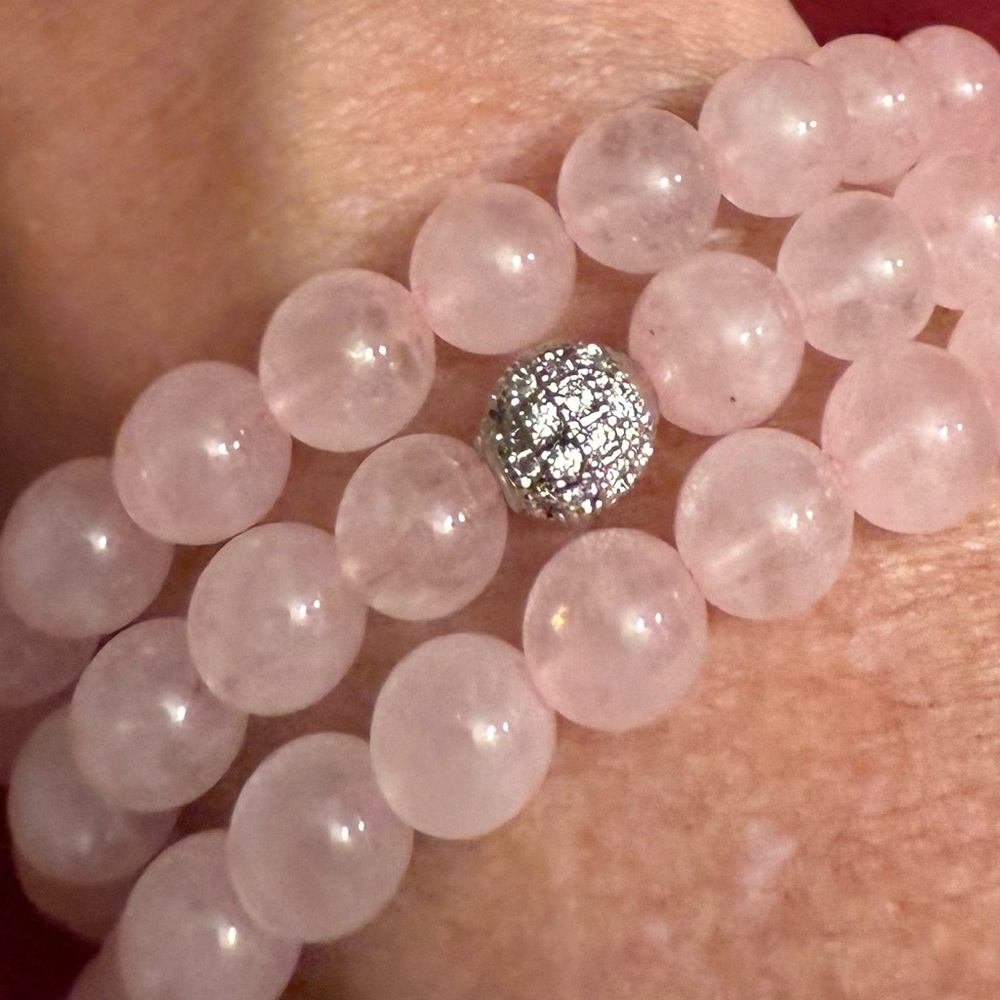 Aura Set of 3 Individual Bracelets | Rose Quartz Beads & 1 Silver | New
